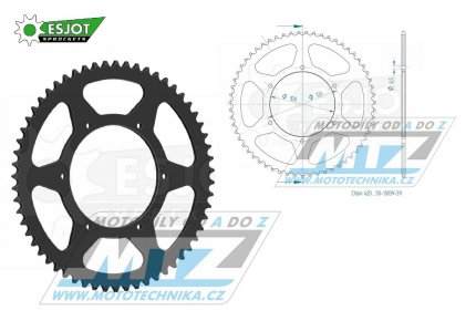 Rozeta ocelov (pevodnk) 1133-59zub ESJOT 50-13039-59 - Motor Hispania 50 RX + Peugeot 50 XR6 + Aprilia 50 RS+50 RS4+50 SX + Derbi 50 GPR Racing+50 GPR Nude+50 Senda SM DRD Racing+50 Senda SM X-treme+50 Senda SM Racing + Gilera 50 SMT