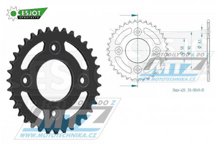 Rozeta ocelov (pevodnk) 1213-35zub ESJOT 50-13049-35 - Honda CRF50F / 04-20 + XR50 / 00-04