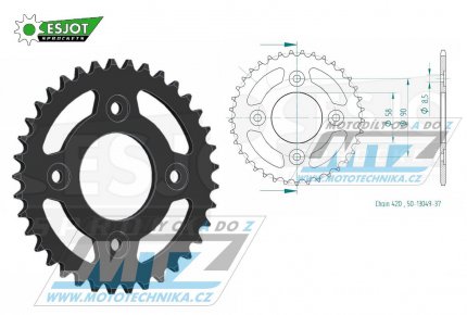 Rozeta ocelov (pevodnk) 1213-37zub ESJOT 50-13049-37 - Honda CRF50F / 04-20 + XR50 / 00-04