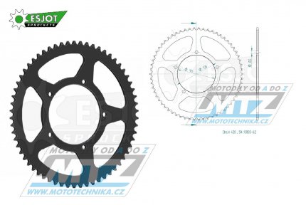 Rozeta ocelov (pevodnk) 13050-62zub ESJOT 50-13050-62 - KSR TR50SM+TR50X / 19-20