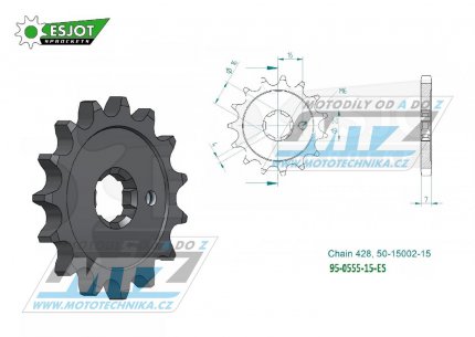 Koleko etzov (pastorek) 0555-15zub ESJOT 50-15002-15 - Kawasaki KX65+KX80+KX85+KX100 + Suzuki RM65+RM100 + Yamaha RD80+TZR80+FZR80RR + TTR225+YBA125 Enticer