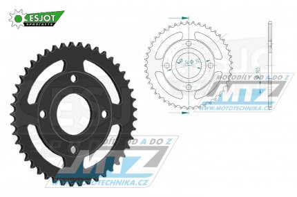 Rozeta ocelov (pevodnk) 0835-46zub ESJOT 50-15002-46 - Yamaha FZR80RR + RD80LC + RD125LC + SR125 + SR185 + TZR50 + TZR80 + TZR80RR + TZR125