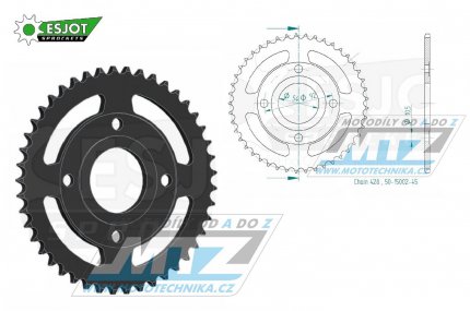 Rozeta ocelov (pevodnk) 0835-45zub ESJOT 50-15002-45 - Yamaha FZR80RR + RD80LC + RD125LC + SR125 + SR185 + TZR50 + TZR80 + TZR80RR + TZR125