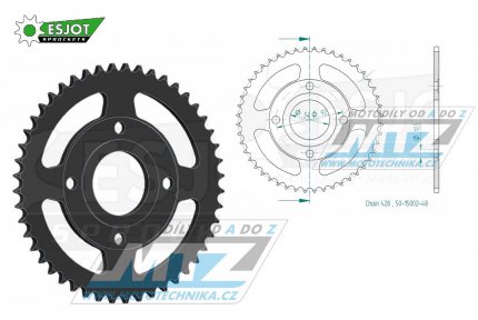 Rozeta ocelov (pevodnk) 0835-48zub ESJOT 50-15002-48 - Yamaha FZR80RR + RD80LC + RD125LC + SR125 + SR185 + TZR50 + TZR80 + TZR80RR + TZR125