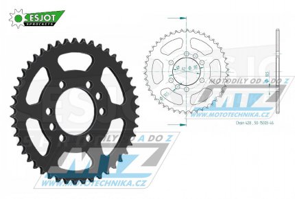 Rozeta ocelov (pevodnk) 0843-46zub ESJOT 50-15003-46 - Yamaha DT80 + DT125 + DT125 Tenere + DT175 + DT200R + RT180 + SR125SE + XTZ125