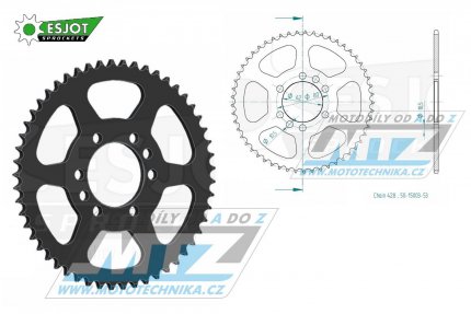 Rozeta ocelov (pevodnk) 0843-53zub ESJOT 50-15003-53 - Yamaha DT80 + DT125 + DT125 Tenere + DT175 + DT200R + RT180 + SR125SE + XTZ125