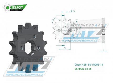 Koleko etzov (pastorek) 0425-14zub ESJOT 50-15005-14 - Suzuki RG125+RG125F + TSR125+TS125