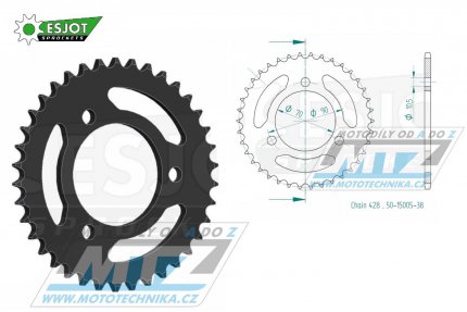 Rozeta ocelov (pevodnk) 15005-38zub ESJOT 50-15005-38
