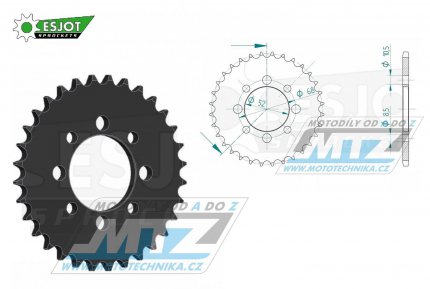 Rozeta ocelov (pevodnk) 0802-34zub ESJOT 50-15007-34 - Suzuki A100 All + DS80 + FL125 + GP100 + GT80 + JR80 + RG80 + RV90 + TSX80 + Kawasaki KC100 + KH100 + KD80 + KE100 + KM100 + Modenas 125 Kriss