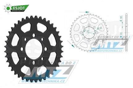 Rozeta ocelov (pevodnk) 0802-41zub ESJOT 50-15007-41 - Suzuki A100 All + DS80 + FL125 + GP100 + GT80 + JR80 + RG80 + RV90 + TSX80 + Kawasaki KC100 + KH100 + KD80 + KE100 + KM100 + Modenas 125 Kriss