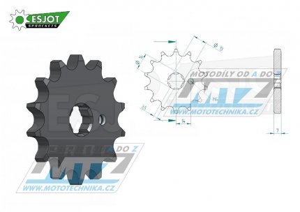 Koleko etzov (pastorek) 0542-13zub ESJOT 50-15009-13 - Yamaha DT80MX + DT80MXS