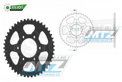 Rozeta ocelov (pevodnk) 1842-37zub ESJOT 50-15009-37 - Yamaha AG200 + DT125 + DT175 + TY125 + TY175 + TW125 + TW200 + XT125 + XT350 + YZ80