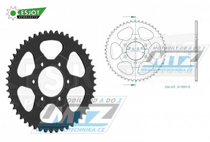 Rozeta ocelov (pevodnk) 1842-50zub ESJOT 50-15009-50 - Yamaha AG200 + DT125 + DT175 + TY125 + TY175 + TW125 + TW200 + XT125 + XT350 + YZ80