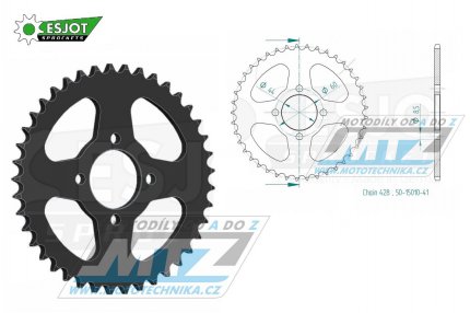 Rozeta ocelov (pevodnk) 0833-41zub ESJOT 50-15010-41 - Yamaha DT80 MX-S / 83-84 + DT50 LC+DT50 DE / 00-01 + TT-R125+TT-R125 LW / 00-01