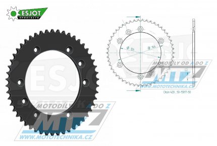 Rozeta ocelov (pevodnk) 15017-50zub ESJOT  50-15017-50 - Suzuki TSR125SF15A / 89-96 + TSX125LC / 84-91 + DR125SM / 08-13