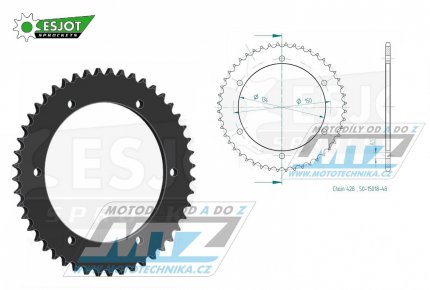 Rozeta ocelov (pevodnk) 0463-48zub ESJOT 50-15018-48 - Kawasaki KMX125 / 86-03 + KMX200 / 88-92