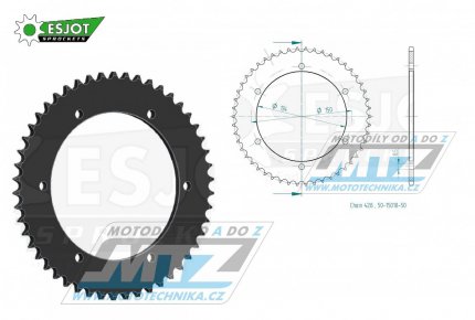 Rozeta ocelov (pevodnk) 0463-50zub ESJOT 50-15018-50 - Kawasaki KMX125 / 86-03 + KMX200 / 88-92