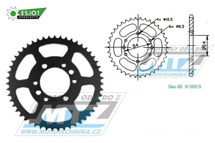 Rozeta ocelov (pevodnk) 1796-51zub ESJOT 50-15019-51 - Suzuki RV125 Van Van / 03-16