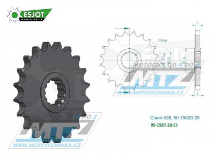 Koleko etzov (pastorek) 1587-20zub ESJOT 50-15020-20 - Yamaha FZR400 + FZR400RR + SR400 + SR500