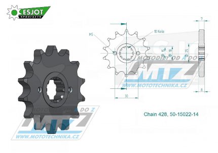 Koleko etzov (pastorek) 15022-14zub ESJOT 50-15022-14 - Herkules ZX50 + Sachs