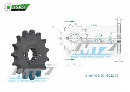 Koleko etzov (pastorek) 15022-15zub ESJOT 50-15022-15 - Herkules ZX50 + Sachs