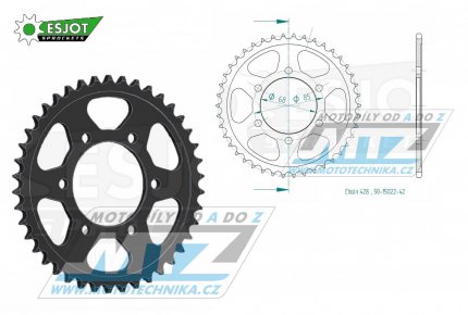 Rozeta ocelov (pevodnk) 0468-42zub ESJOT 50-15022-42 - Kawasaki BN125 Eliminator + AR125+AX125 Athlete + Modenas 125 Kristar+135 GT+135 X-Cite