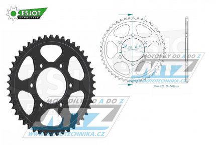 Rozeta ocelov (pevodnk) 0468-46zub ESJOT 50-15022-46 - Kawasaki BN125 Eliminator + AR125+AX125 Athlete + Modenas 125 Kristar+135 GT+135 X-Cite