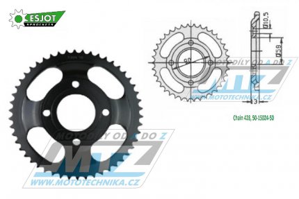 Rozeta ocelov (pevodnk) 0271-50 ESJOT 50-15024-50 - Honda CLR125 City Fly / 98-03 + NX125 Trans City / 89-98