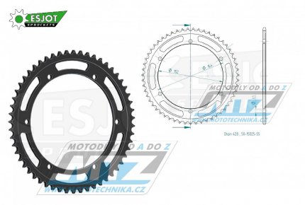 Rozeta ocelov (pevodnk) 1839-55zub ESJOT 50-15025-55 - Yamaha SR500 / 91-00 + SR400 / 14-17 + SR400 (Japan) / 88-13