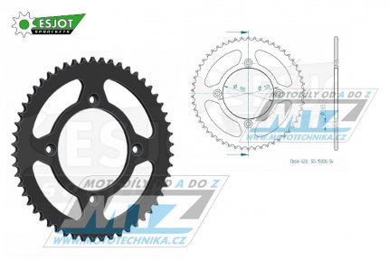 Rozeta ocelov (pevodnk) 0798-54zub ESJOT 50-15026-54 - Suzuki RM80 / 83-01+RM85 / 02-20 + Yamaha YZ80 / 93-01+YZ85 / 02-23 + Beta RR125 / 06-12