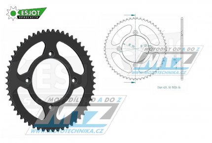 Rozeta ocelov (pevodnk) 0798-56zub ESJOT 50-15026-56 - Suzuki RM80 / 83-01+RM85 / 02-20 + Yamaha YZ80 / 93-01+YZ85 / 02-23 + Beta RR125 / 06-12