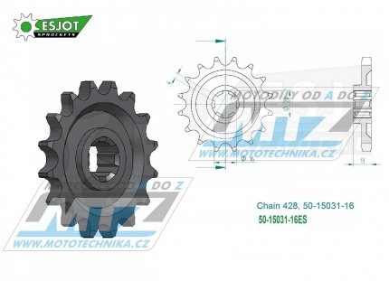 Koleko etzov (pastorek) 15031-16zub ESJOT 50-15031-16 - TM MX80+MX85 / 90-24 + MX80 Junior