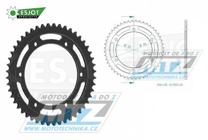 Rozeta ocelov (pevodnk) 1847-48zub ESJOT 50-15032-48 - Yamaha FZR250 Genesis + FZR400RR EXUP + SRX400 + SRX600 + TDR125 + TZR80R + TZR125R + XT250