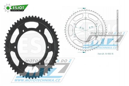 Rozeta ocelov (pevodnk) 1847-55zub ESJOT 50-15032-55 - Yamaha FZR250 Genesis + FZR400RR EXUP + SRX400 + SRX600 + TDR125 + TZR80R + TZR125R + XT250