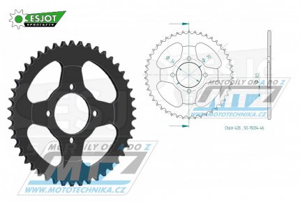 Rozeta ocelov (pevodnk) 15034-46zub ESJOT 50-15034-46 - Honda C100 Astra  / 91-98 + C100 Dream / 97-98 + CT110 G,H,K,L,M,N,P / 86-94