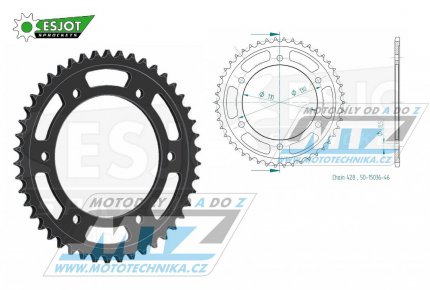 Rozeta ocelov (pevodnk) 1870-46zub ESJOT 50-15036-46 - Yamaha YBR250 / 07-11 + TZR125R / 93-96 + TZR125R (Germany) / 97-99