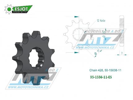 Koleko etzov (pastorek) 1556-11zub ESJOT 50-15038-11 - Yamaha TZR50