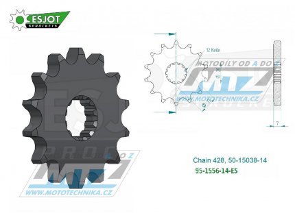 Koleko etzov (pastorek) 1556-14zub ESJOT 50-15038-14 - Yamaha TZR50