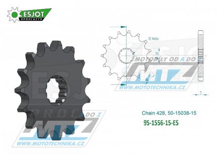 Koleko etzov (pastorek) 1556-15zub ESJOT 50-15038-15 - Yamaha TZR50