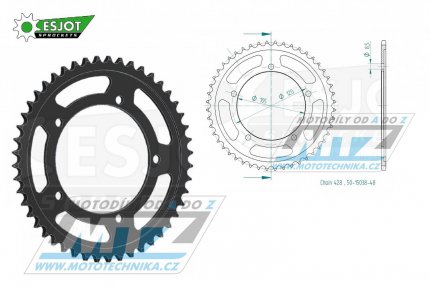 Rozeta ocelov (pevodnk) 15038-48zub ESJOT 50-15038-48 - Hercules ZX50 / 96 + ZX125+ZZ125 / 97-99 + ZX125+ZZ125 / 90-00 + Sachs ZX50 / 96-98 + ZX125 / 97-99 + ZZ125 / 98-99