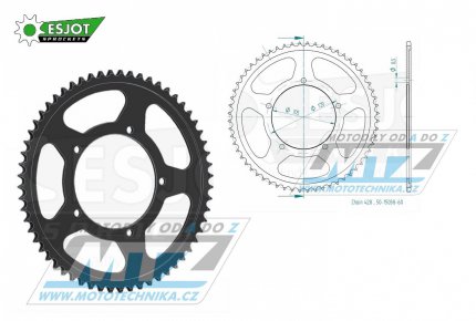 Rozeta ocelov (pevodnk) 15038-60zub ESJOT 50-15038-60 - Hercules ZX50 / 96 + ZX125+ZZ125 / 97-99 + ZX125+ZZ125 / 90-00 + Sachs ZX50 / 96-98 + ZX125 / 97-99 + ZZ125 / 98-99