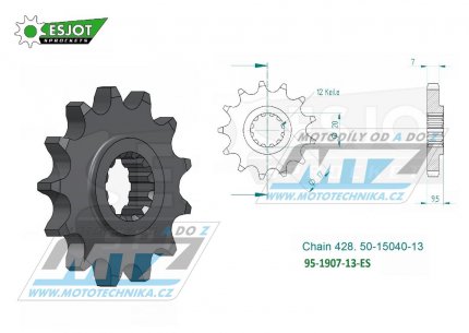 Koleko etzov (pastorek) 1907-13zub ESJOT 50-15040-13 - KTM 85SX+105SX / 04-17 + Husqvarna TC85 / 15-17