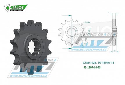 Koleko etzov (pastorek) 1907-14zub ESJOT 50-15040-14 - KTM 85SX+105SX / 04-17 + Husqvarna TC85 / 15-17