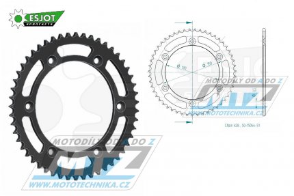 Rozeta ocelov (pevodnk) 1249-51zub ESJOT 50-15044-51 - Honda XLR125R / 98-02