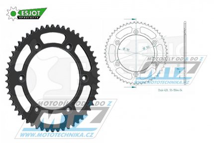 Rozeta ocelov (pevodnk) 1249-54zub ESJOT 50-15044-54 - Honda XLR125R / 98-02