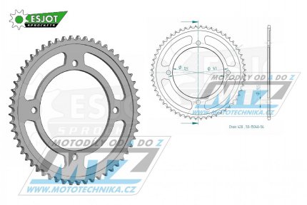 Rozeta ocelov (pevodnk) 1874-56zub ESJOT 50-15048-56 - Yamaha XVS250 Drag Star / 01-04 + XVS125 DragStar / 00-04