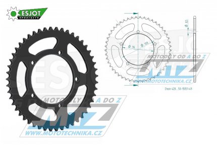 Rozeta ocelov (pevodnk) 15051-49zub ESJOT 50-15051-49 - MZ 125SM / 01-06 + 125SX / 02-06