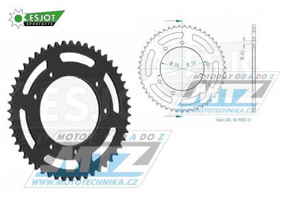 Rozeta ocelov (pevodnk) 1134-51zub ESJOT 50-15052-51 - Derbi 125 Baja+125 Cross City+125 Senda+125 Terra + Malaguti 125 X3M Motard + Peugeot 125 XPS + Rieju 125 RS3+125 SMX+ 125 Tango+125 Marathon Pro + Yamaha XT125 X+XT125R + Motor Hispania 125