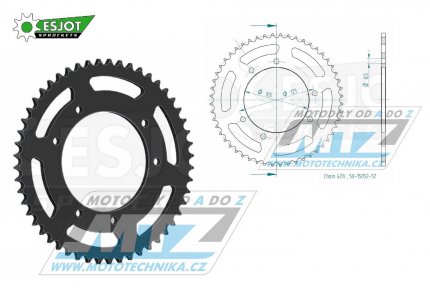 Rozeta ocelov (pevodnk) 1134-52zub ESJOT 50-15052-52 - Derbi 125 Baja+125 Cross City+125 Senda+125 Terra + Malaguti 125 X3M Motard + Peugeot 125 XPS + Rieju 125 RS3+125 SMX+ 125 Tango+125 Marathon Pro + Yamaha XT125 X+XT125R + Motor Hispania 125