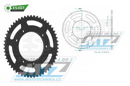 Rozeta ocelov (pevodnk) 1134-54zub ESJOT 50-15052-54 - Derbi 125 Baja+125 Cross City+125 Senda+125 Terra + Malaguti 125 X3M Motard + Peugeot 125 XPS + Rieju 125 RS3+125 SMX+ 125 Tango+125 Marathon Pro + Yamaha XT125 X+XT125R + Motor Hispania 125